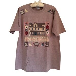 Vintage Victorian Country Single Stitch Graphic Tee Women's L Cottage Grannycore